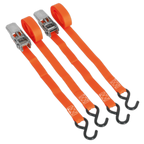 Ratchet Straps Polyester Webbing with S-Hooks 25mm x 4m 500kg Breaking Strength - Pair TD0540S2