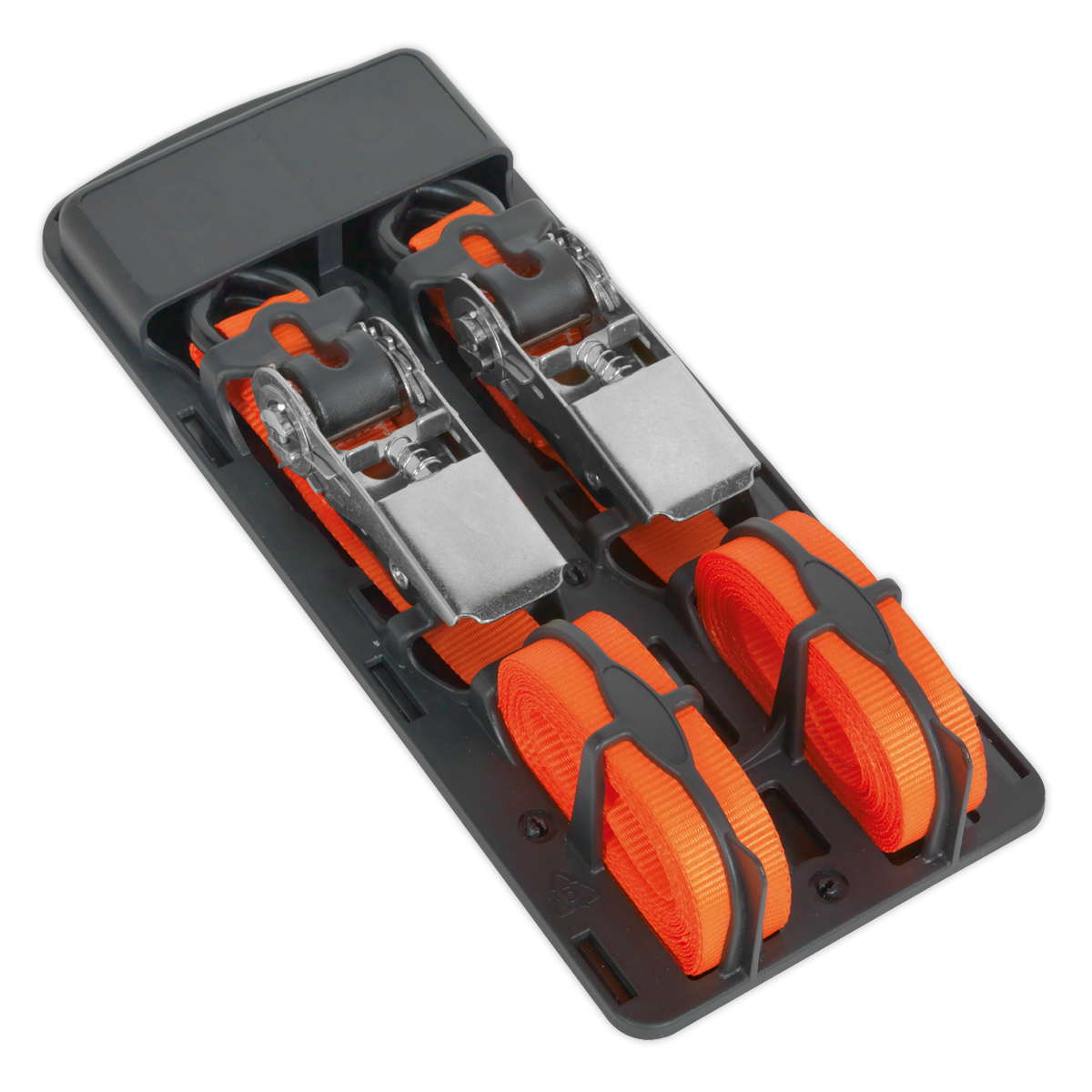 Ratchet Straps Polyester Webbing with S-Hooks 25mm x 4m 500kg Breaking Strength - Pair TD0540S2