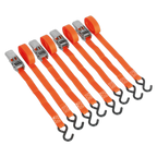 Ratchet Straps Polyester Webbing with S-Hooks 25mm x 4m 500kg Breaking Strength - 2 Pairs TD0540S4