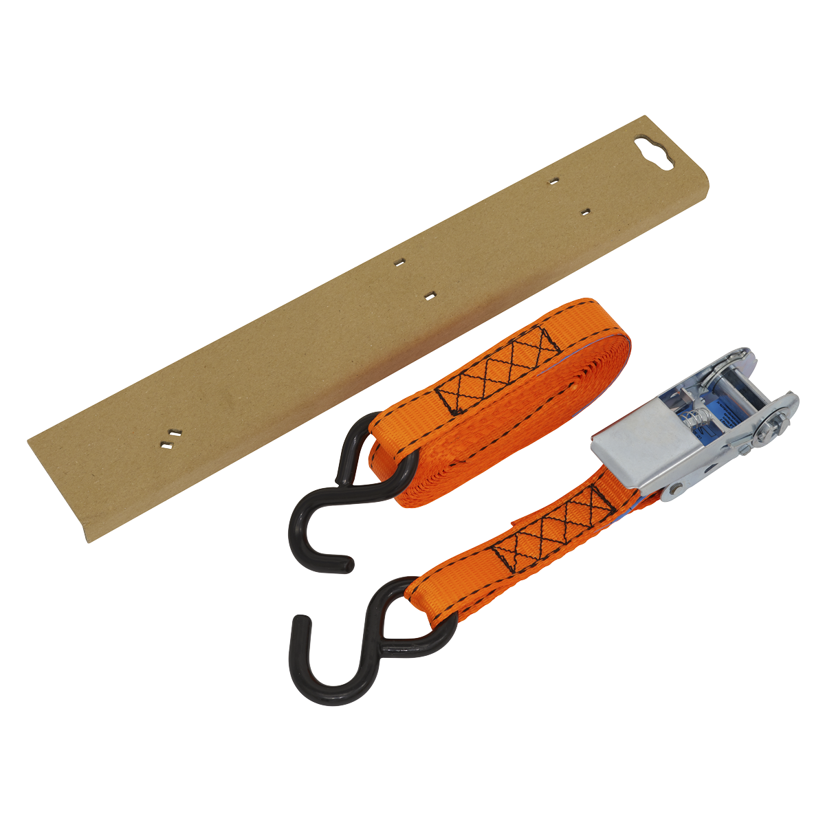 Ratchet Strap Polyester Webbing S-Hook with Corner Protector 25mm x 5m 600kg Breaking Strength TD0635S