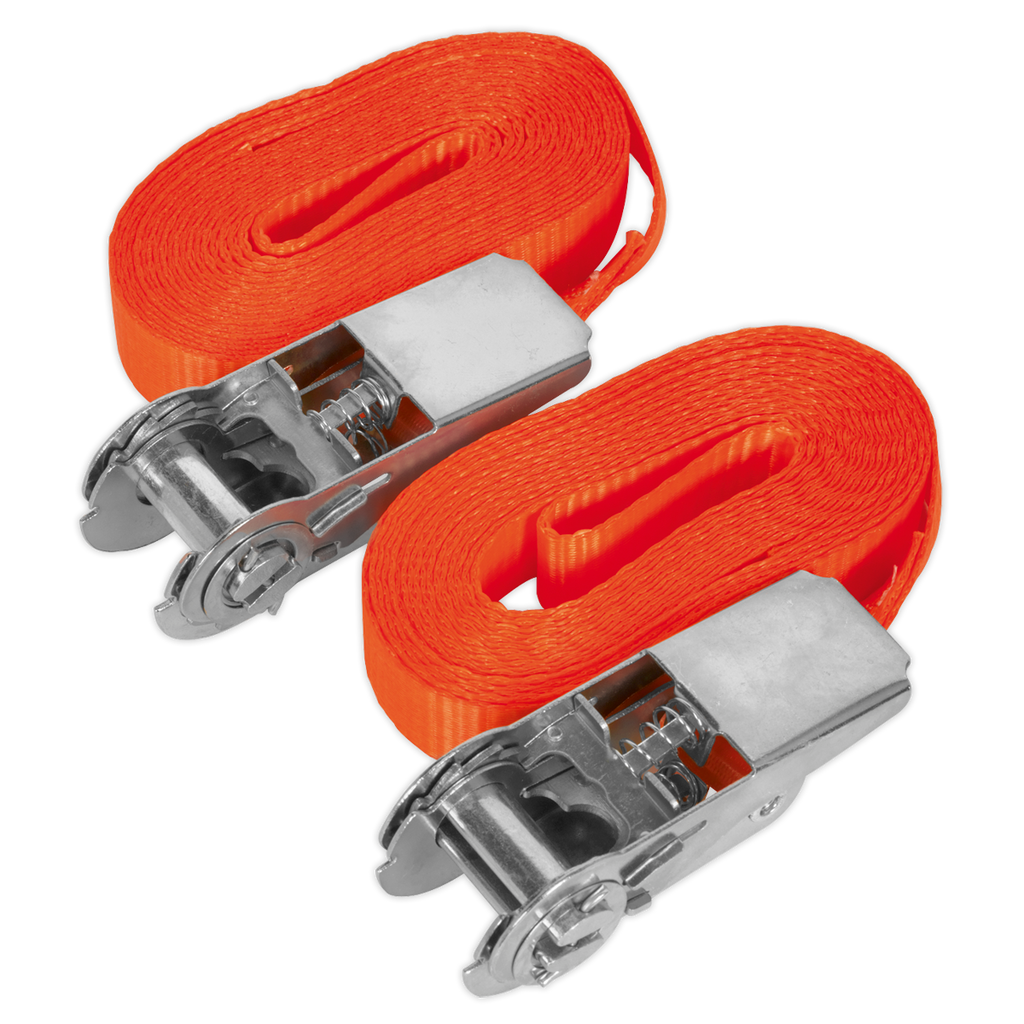 Self-Securing Ratchet Straps 25mm x 4.5m 800kg Breaking Strength - Pair TD08045E