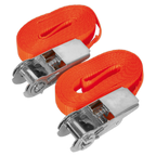 Self-Securing Ratchet Straps 25mm x 4.5m 800kg Breaking Strength - Pair TD08045E
