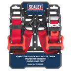 Slide Ratchet Strap Polyester Webbing with S-Hooks 32mm x 3m 1200kg Breaking Strength TD1202SR