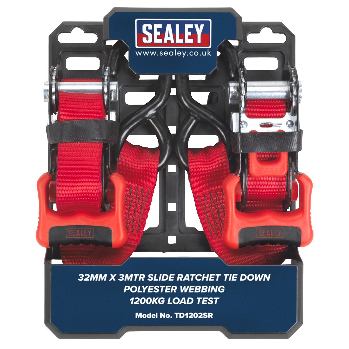 Slide Ratchet Strap Polyester Webbing with S-Hooks 32mm x 3m 1200kg Breaking Strength TD1202SR