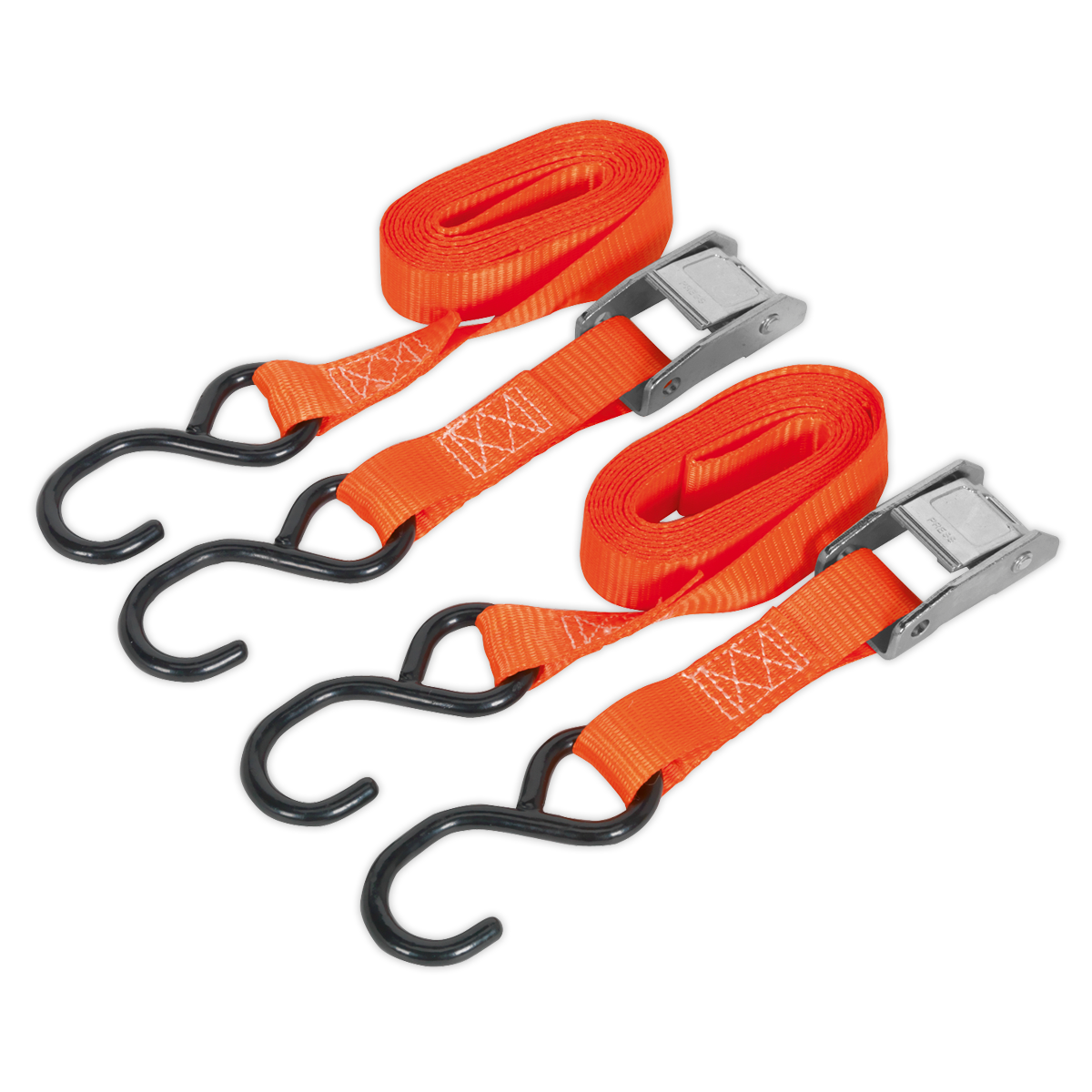 Cam Buckle Strap Polyester Webbing with S-Hooks 25mm x 2.5m 250kg Breaking Strength TD2525CS