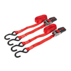 Ratchet Straps Polyester Webbing with S-Hooks 25mm x 4m 800kg Breaking Strength - Pair TD284SD