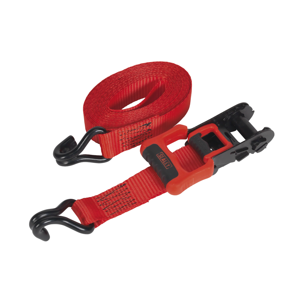Ratchet Straps Polyester Webbing with J-Hooks 32mm x 4.9m 1200kg Breaking Strength - 2 Pairs TD41248JD