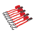 Ratchet Strap Polyester Webbing with S-Hooks 25mm x 4m 800kg Breaking Strength - 2 Pairs TD484SD