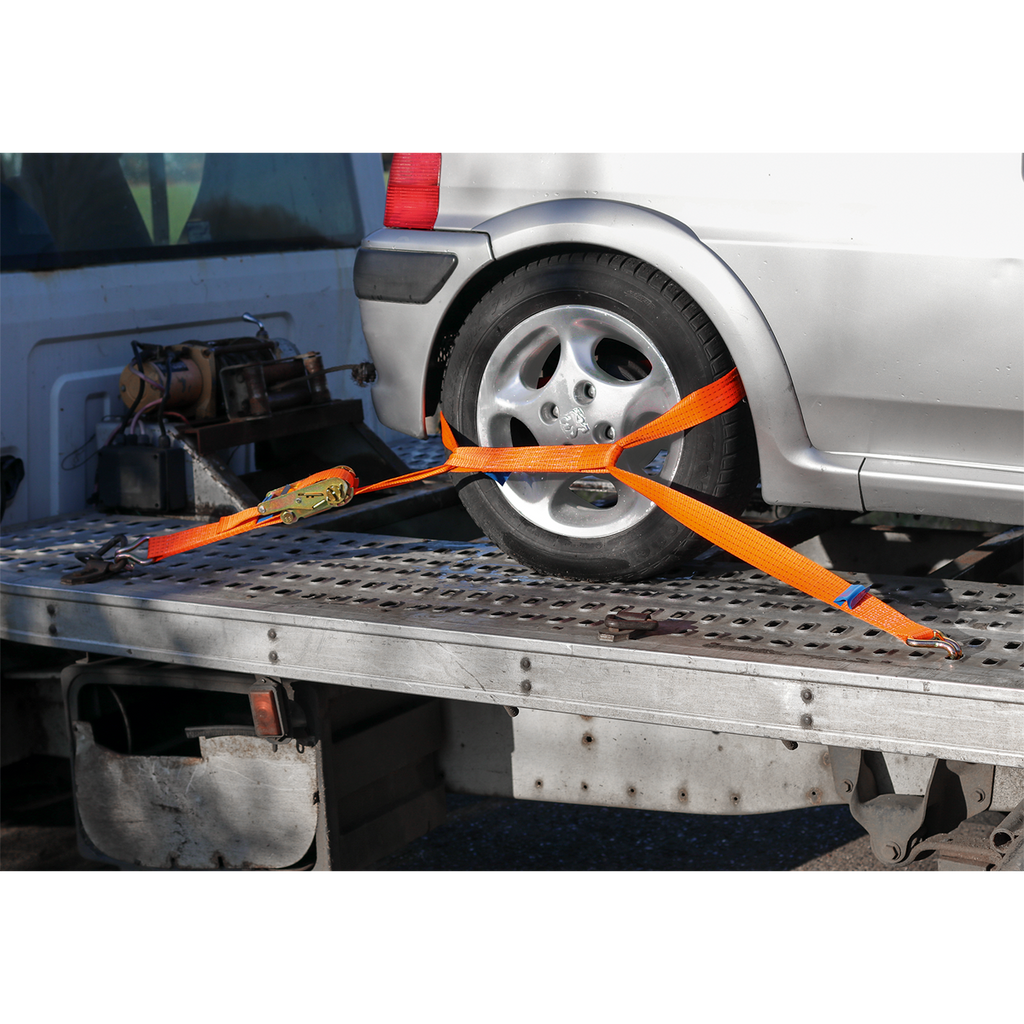 Alloy Wheel Car Transporter Ratchet Strap 50mm x 3m 5000kg Breaking Strength TDRWA