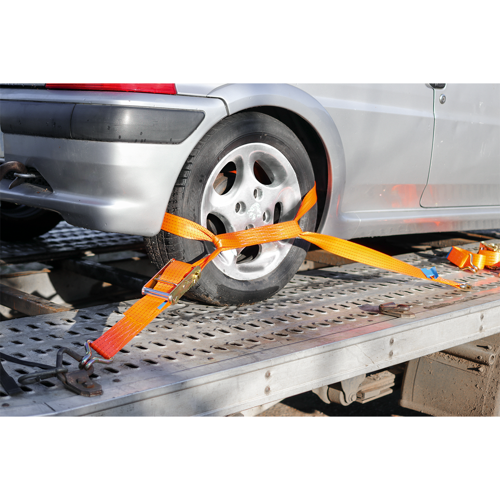 Alloy Wheel Car Transporter Ratchet Strap 50mm x 3m 5000kg Breaking Strength TDRWA
