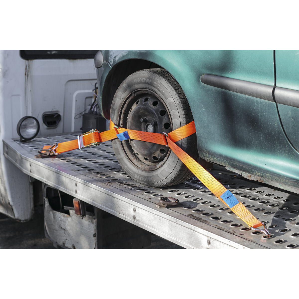 Steel Wheel Car Transporter Ratchet Strap 50mm x 3m 4500kg Breaking Strength TDRWS