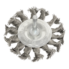 75mm Twist Knot Flat Wire Wheel with 6mm Shaft TKFBS75