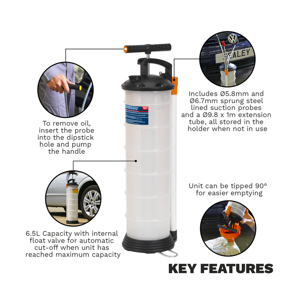 Manual Vacuum Oil & Fluid Extractor Pump 6.5L TP69