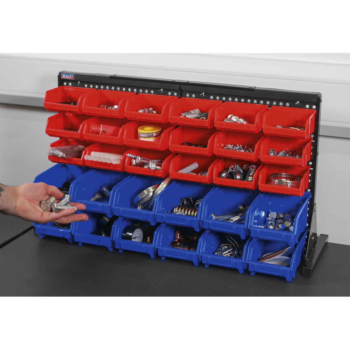 Bench Mounting Bin Storage System with 30 Bins TPS1218