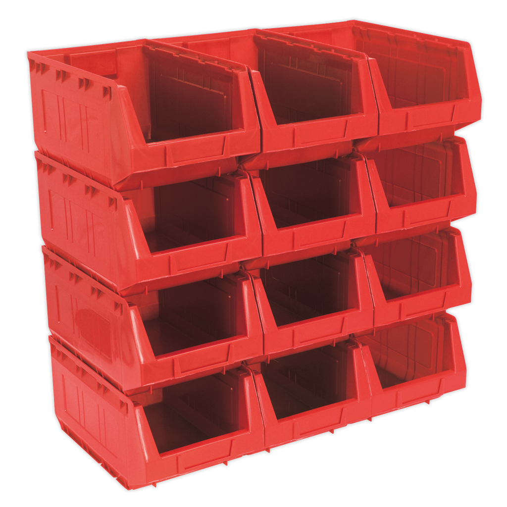 Plastic Storage Bin 210 x 355 x 165mm, Red - Pack of 12 TPS412R