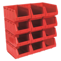 Plastic Storage Bin 210 x 355 x 165mm, Red - Pack of 12 TPS412R