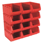 Plastic Storage Bin 210 x 355 x 165mm, Red - Pack of 12 TPS412R