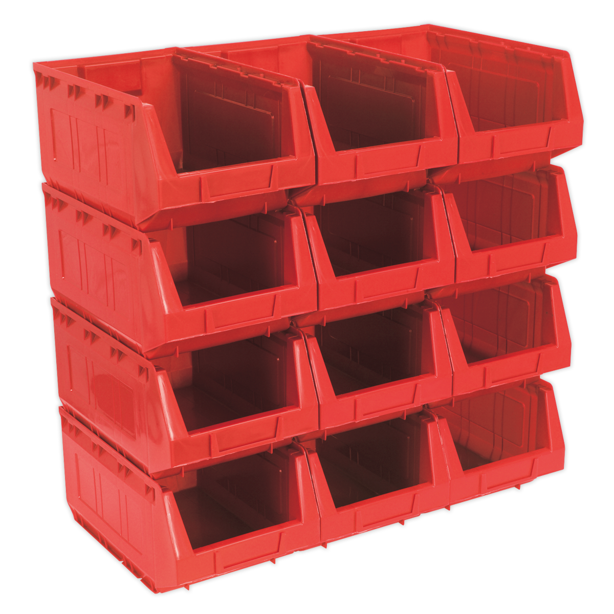Plastic Storage Bin 210 x 355 x 165mm, Red - Pack of 12 TPS412R