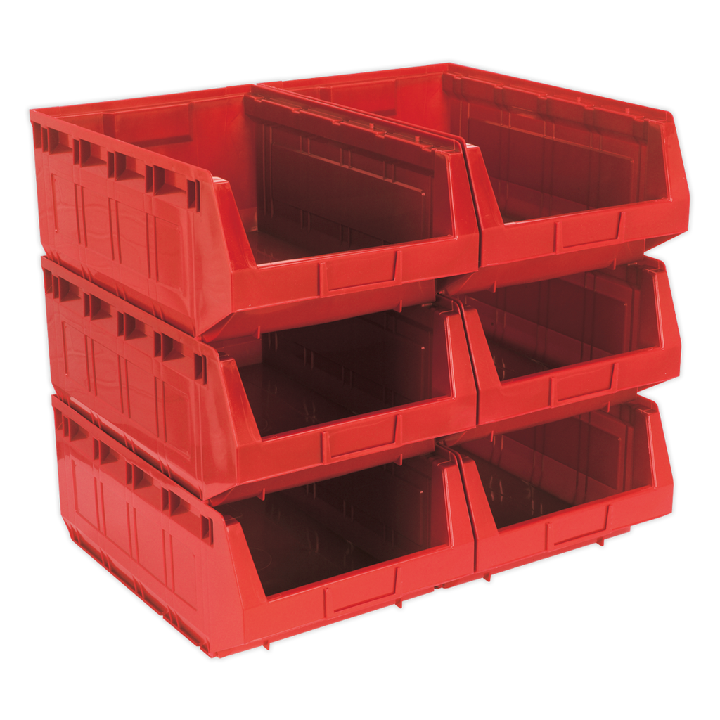Plastic Storage Bin 310 x 500 x 190mm, Red - Pack of 6 TPS56R