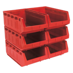Plastic Storage Bin 310 x 500 x 190mm, Red - Pack of 6 TPS56R