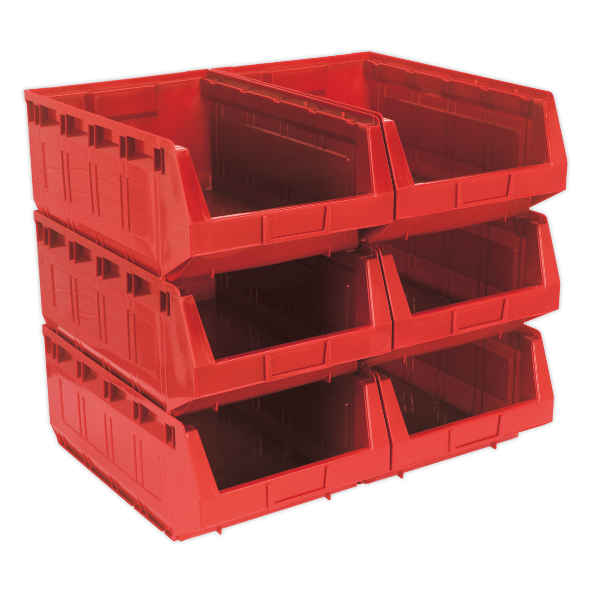 Plastic Storage Bin 310 x 500 x 190mm, Red - Pack of 6 TPS56R