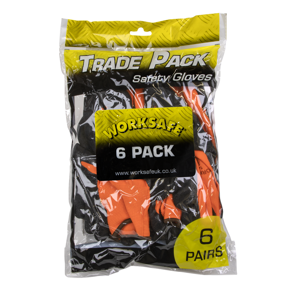 Foam Latex Grippa Gloves, Large - Pack of 6 Pairs TSP140L/6