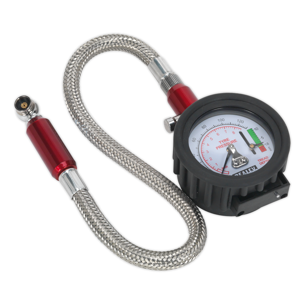 Tyre Pressure Gauge & Tyre Tread Depth Gauge with Flexible Hose 0-8bar(0-120psi) TSTPDG02