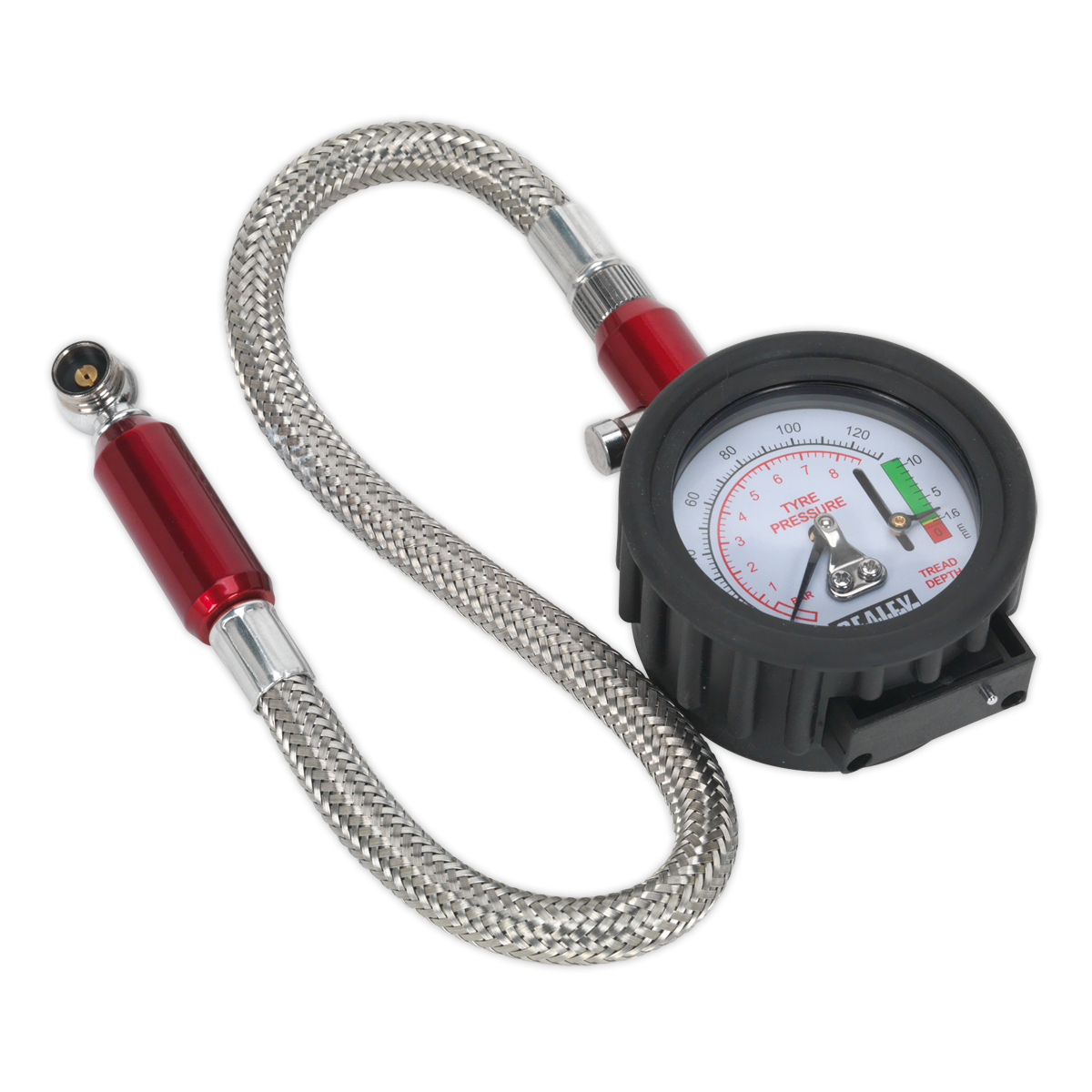 Tyre Pressure Gauge & Tyre Tread Depth Gauge with Flexible Hose 0-8bar(0-120psi) TSTPDG02