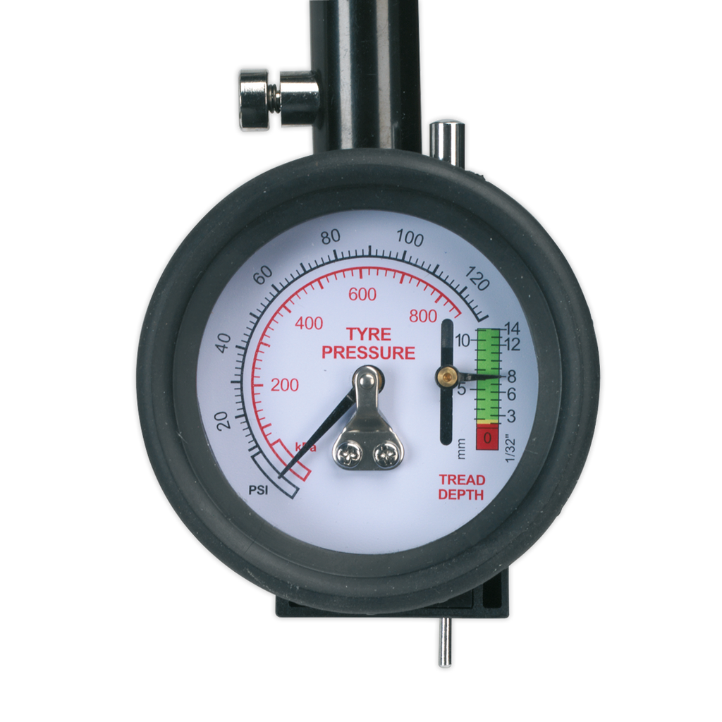 Tyre Pressure Gauge & Tyre Tread Depth Gauge with Flexible Hose 0-8bar(0-120psi) TSTPDG02