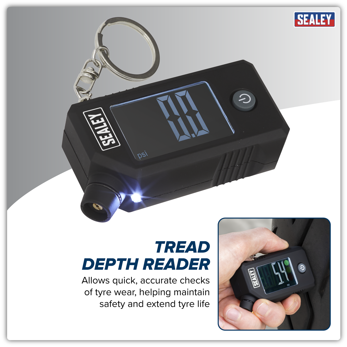 Digital Tyre Pressure & Tread Depth Gauge with LED TSTPG12