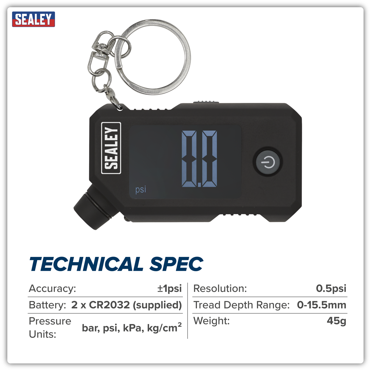 Digital Tyre Pressure & Tread Depth Gauge with LED TSTPG12