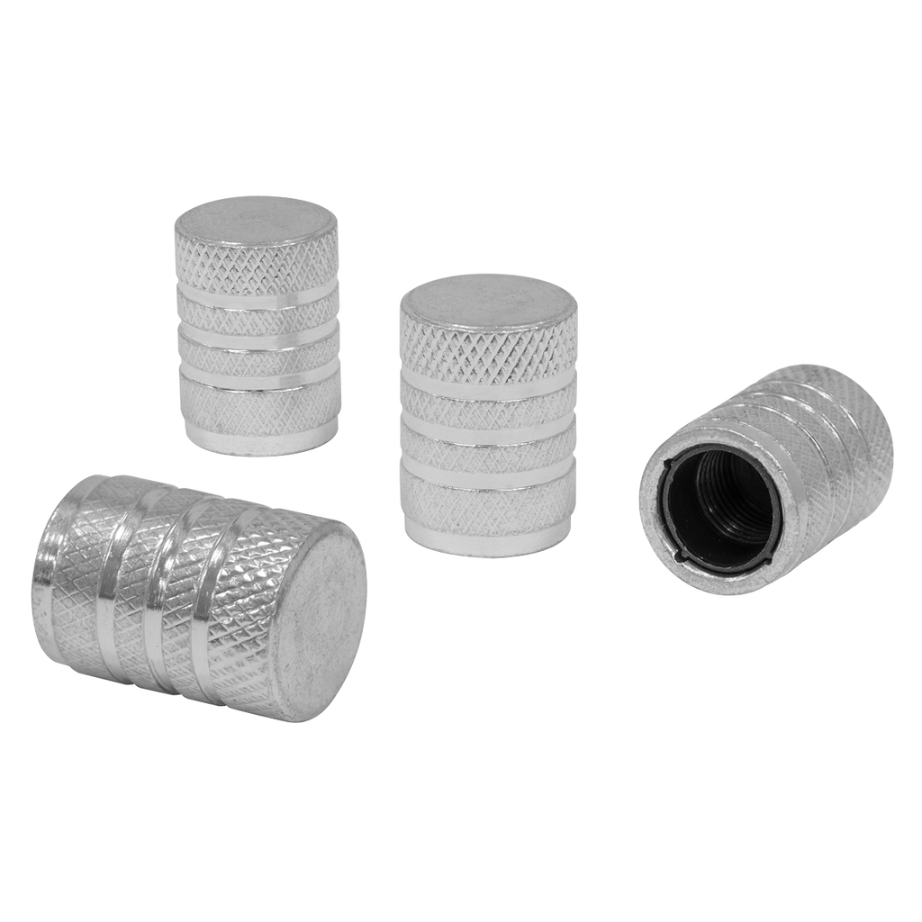 Aluminium Valve Cap 4pc - Silver Anodised VCA4
