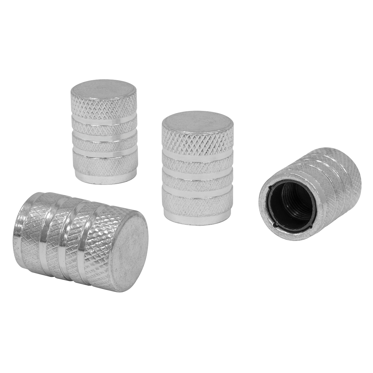 Aluminium Valve Cap 4pc - Silver Anodised VCA4