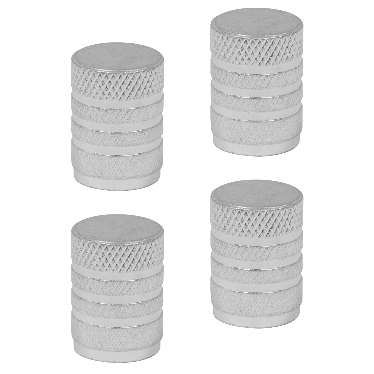 Aluminium Valve Cap 4pc - Silver Anodised VCA4