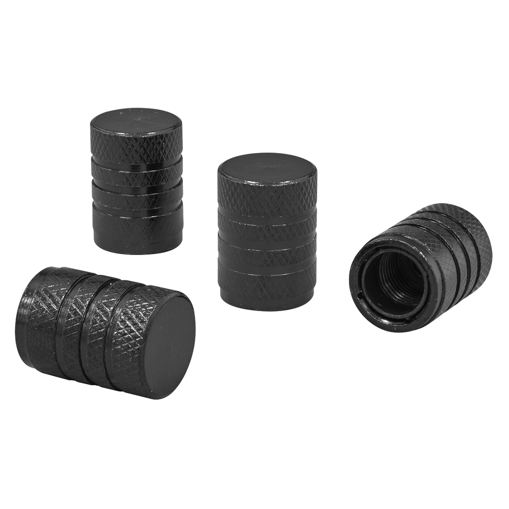 Aluminium Valve Cap 4pc - Black Anodised VCB4