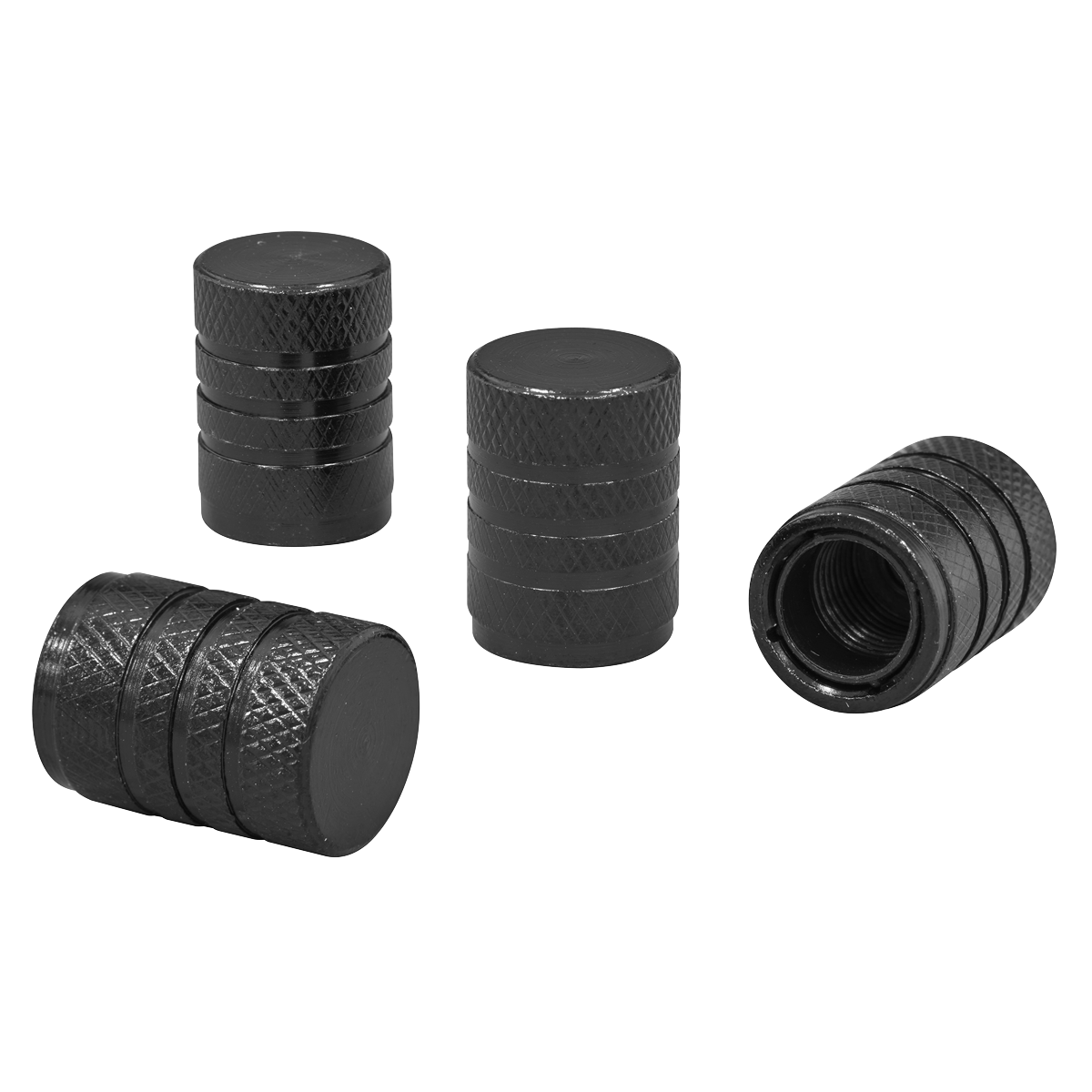Aluminium Valve Cap 4pc - Black Anodised VCB4