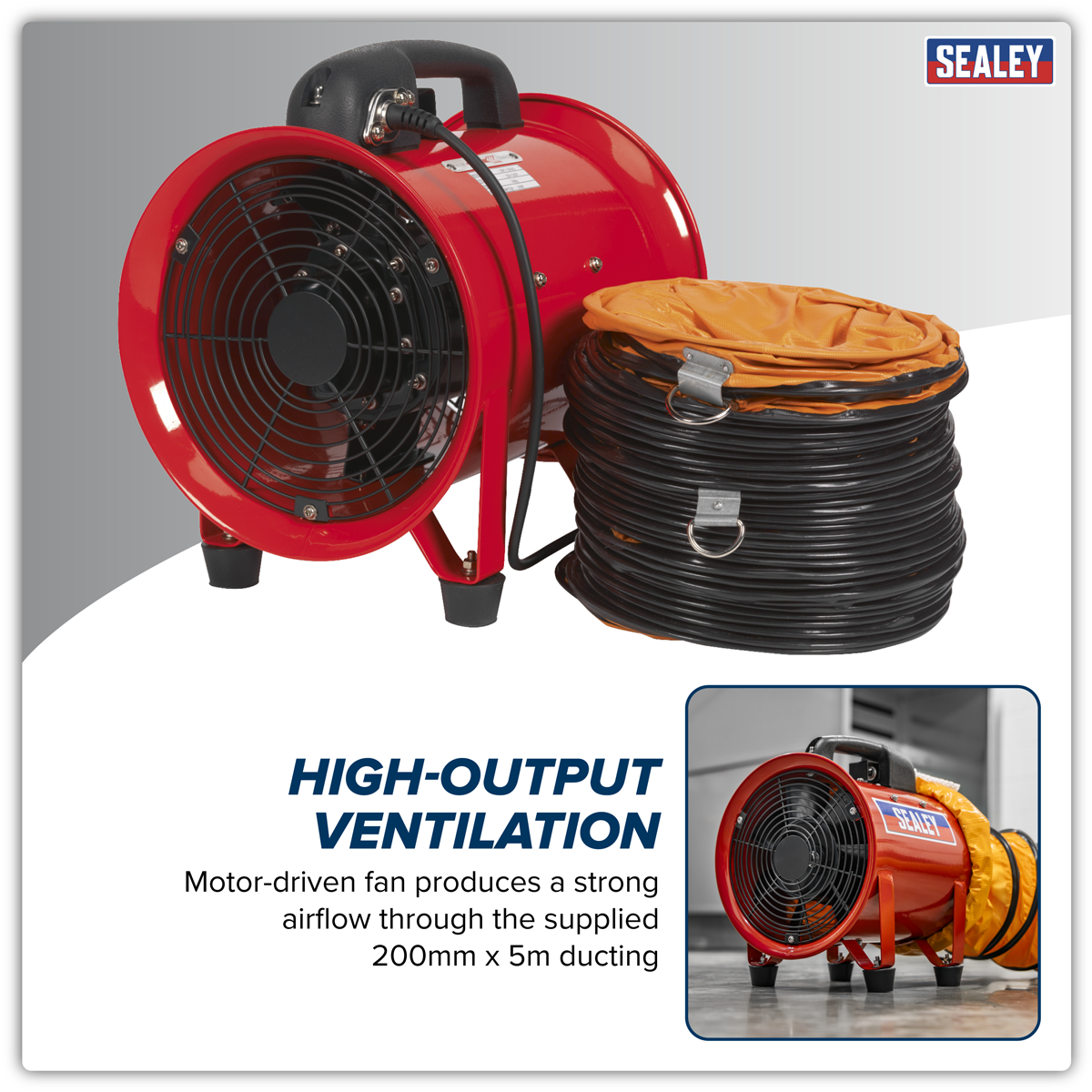 Portable Ventilator with 5m Ducting 200mm VEN200