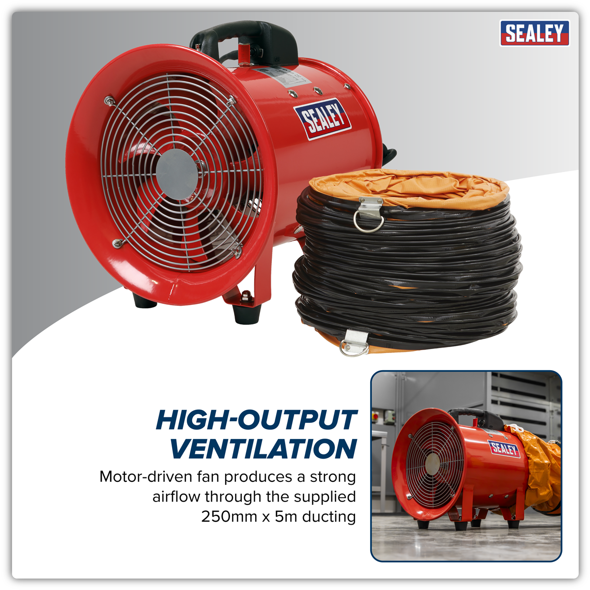 Portable Ventilator with 5m Ducting 250mm VEN250