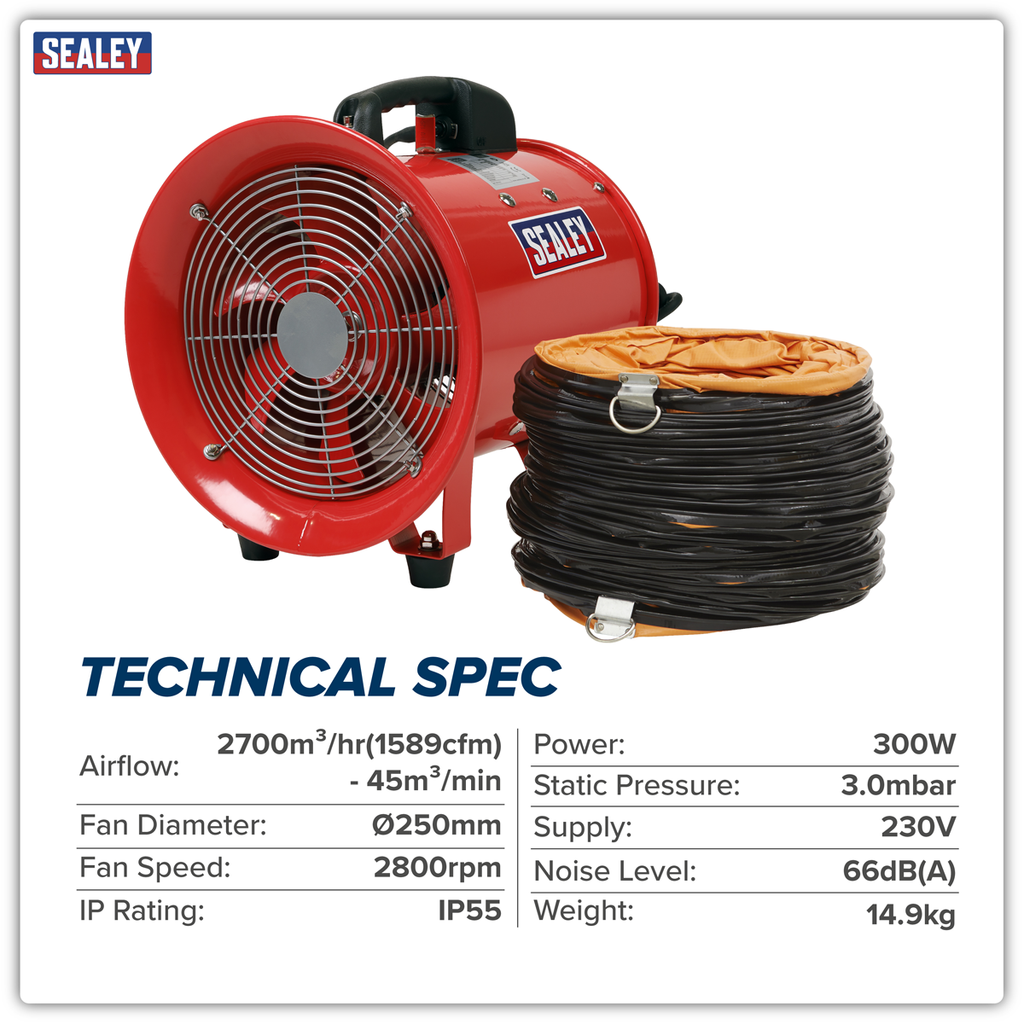 Portable Ventilator with 5m Ducting 250mm VEN250