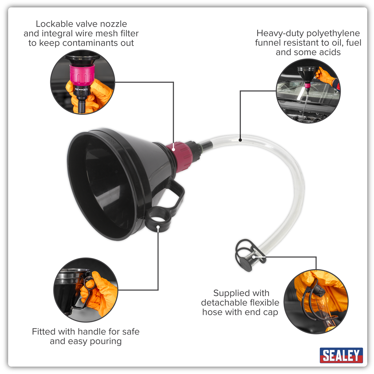 Valved Flexible Spout Funnel with Filter 160mm VFF1