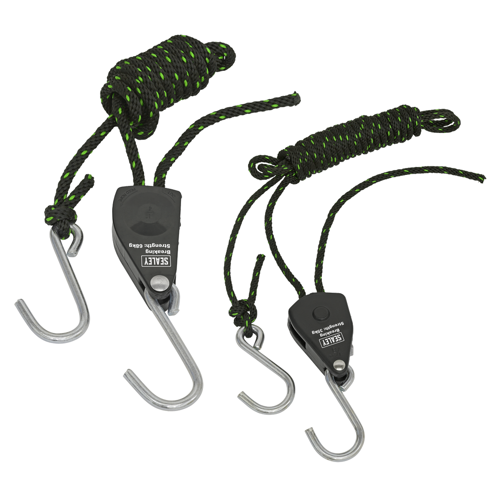 Ratchet Parts Hanger/Tie Down with S-Shaped Hooks 2m - Pack of 2 VS0114