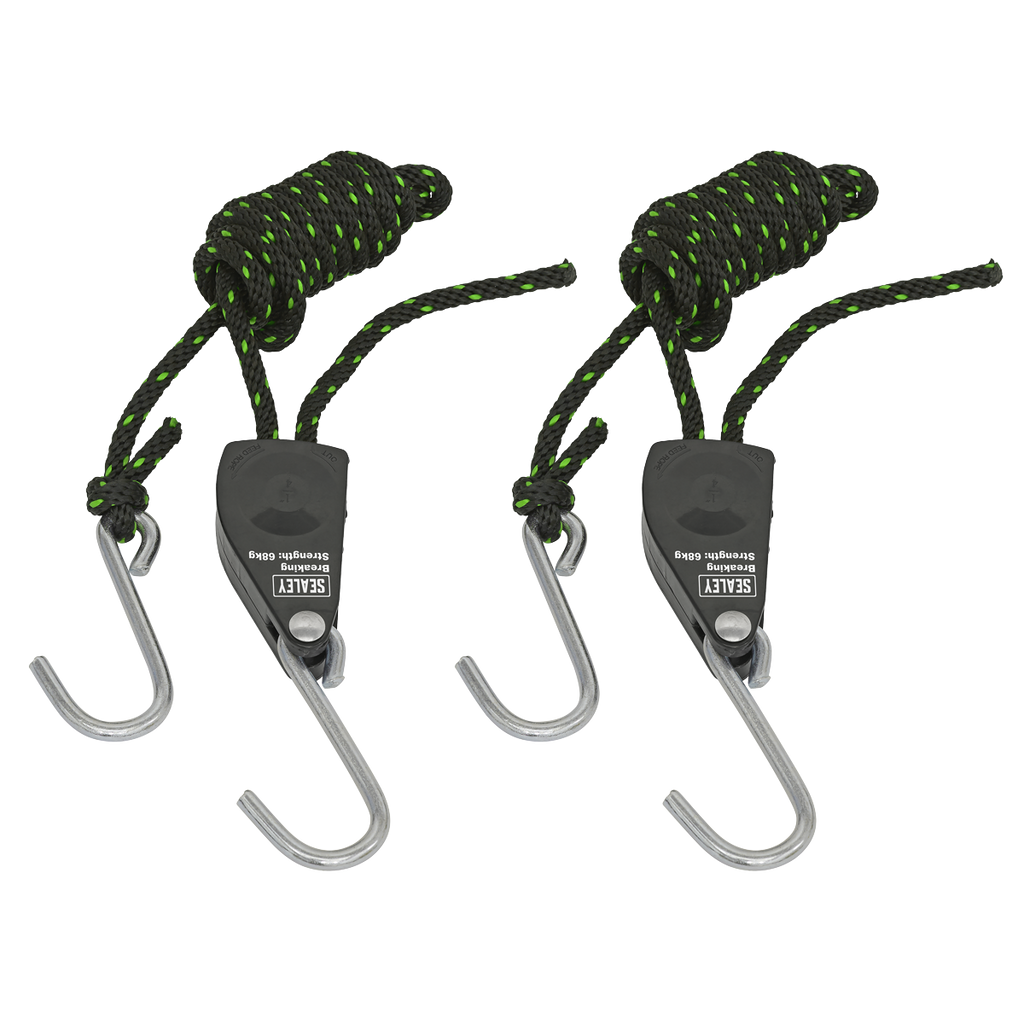 Ratchet Parts Hanger/Tie Down with S-Shaped Hooks 2m - Pack of 2 VS0114