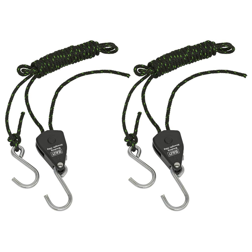 Ratchet Parts Hanger/Tie Down with S-Shaped Hooks 2m - Pack of 2 VS0118