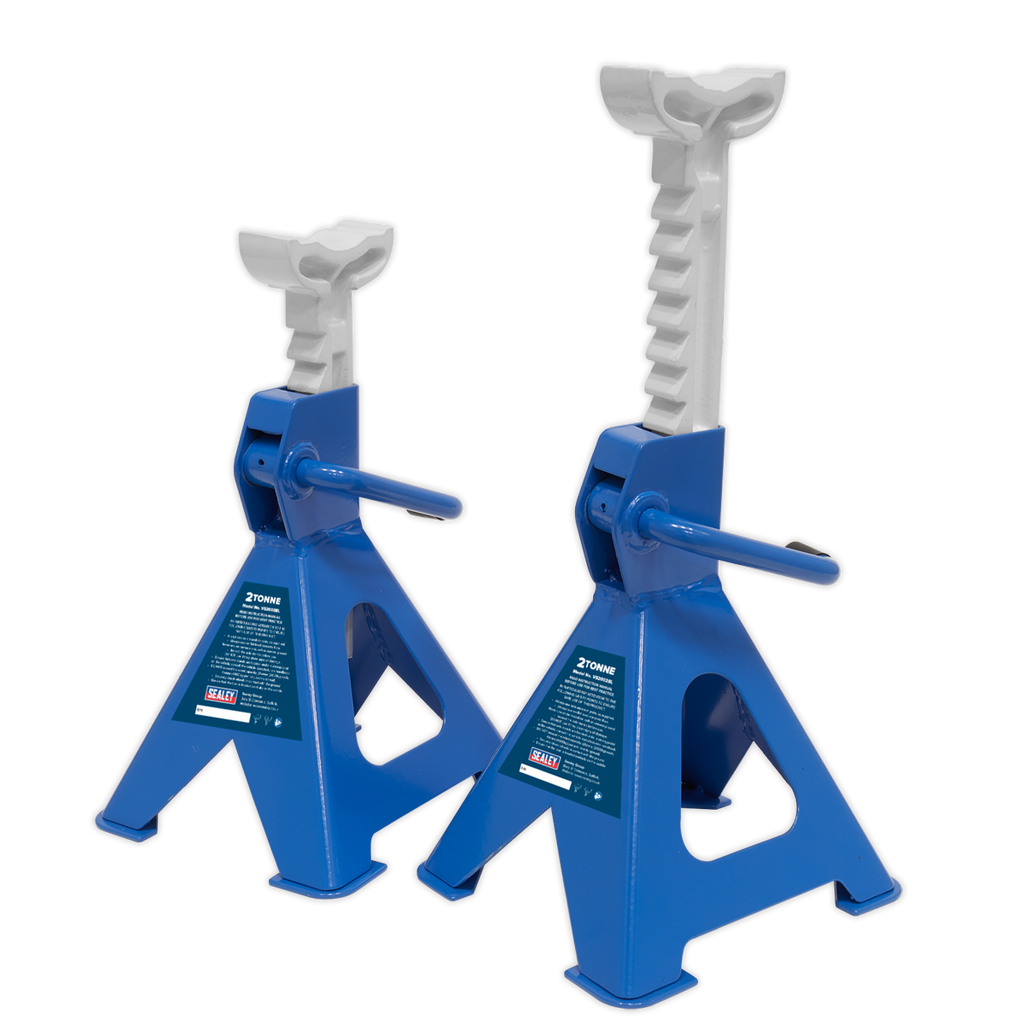 Ratchet Type Axle Stands (Pair) 2 Tonne Capacity per Stand - Blue VS2002BL