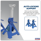 Ratchet Type Axle Stands (Pair) 2 Tonne Capacity per Stand - Blue VS2002BL
