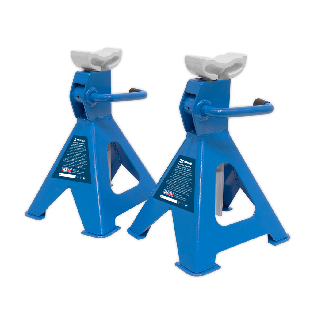 Ratchet Type Axle Stands (Pair) 2 Tonne Capacity per Stand - Blue VS2002BL