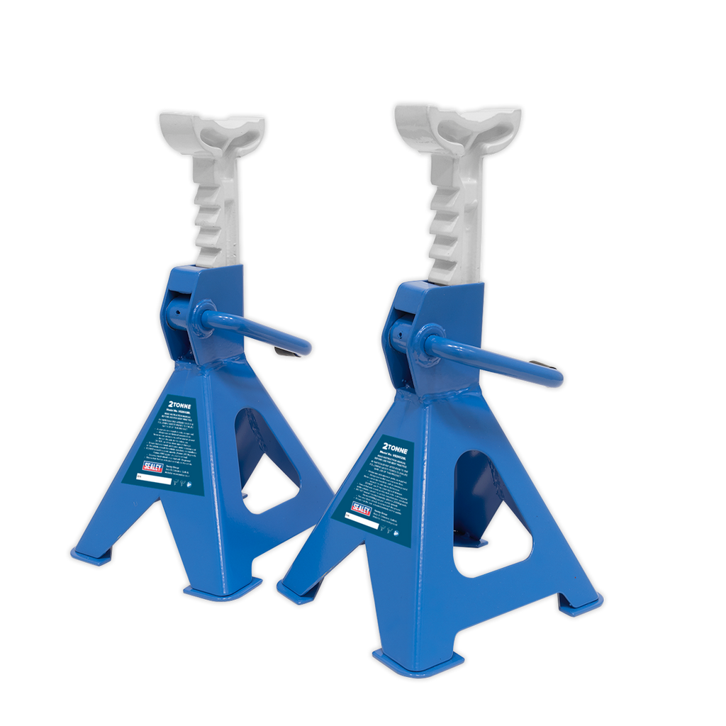 Ratchet Type Axle Stands (Pair) 2 Tonne Capacity per Stand - Blue VS2002BL