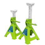 Ratchet Type Axle Stands (Pair) 2 Tonne Capacity per Stand - Hi-Vis Green VS2002HV