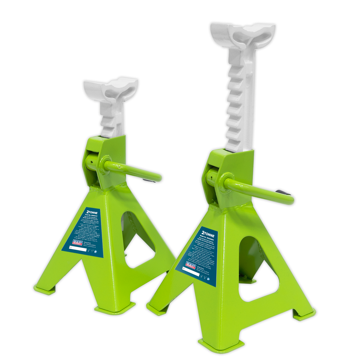 Ratchet Type Axle Stands (Pair) 2 Tonne Capacity per Stand - Hi-Vis Green VS2002HV