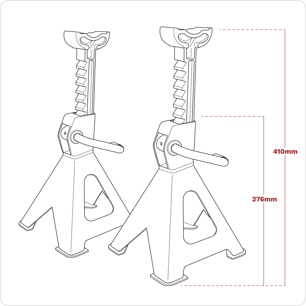 Ratchet Type Axle Stands (Pair) 2 Tonne Capacity per Stand - Hi-Vis Green VS2002HV